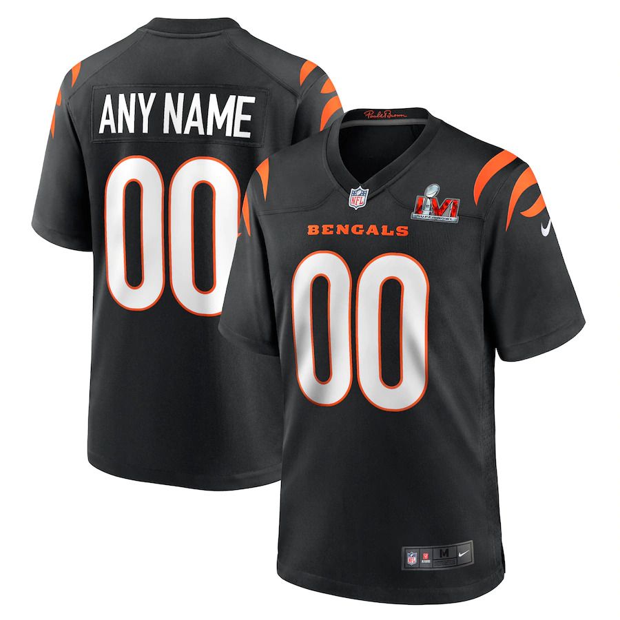 Men Cincinnati Bengals Nike Black Super Bowl LVI Game Custom NFL Jersey->customized nfl jersey->Custom Jersey